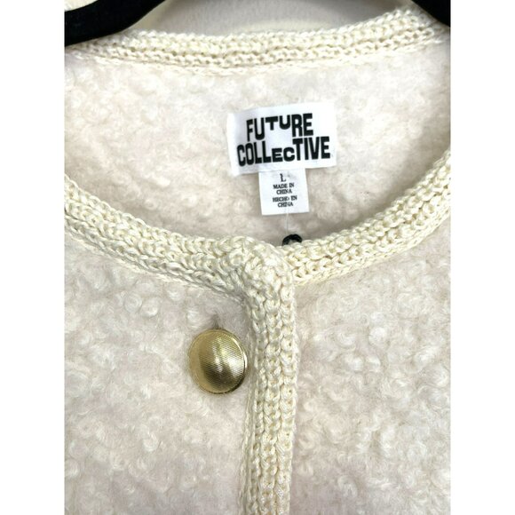 Future Collective Ivory Boucle Jacket Chain Pocket Size Large NEW - Picture 5 of 6